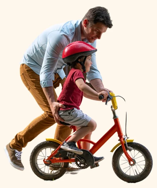 learning bicycle with father